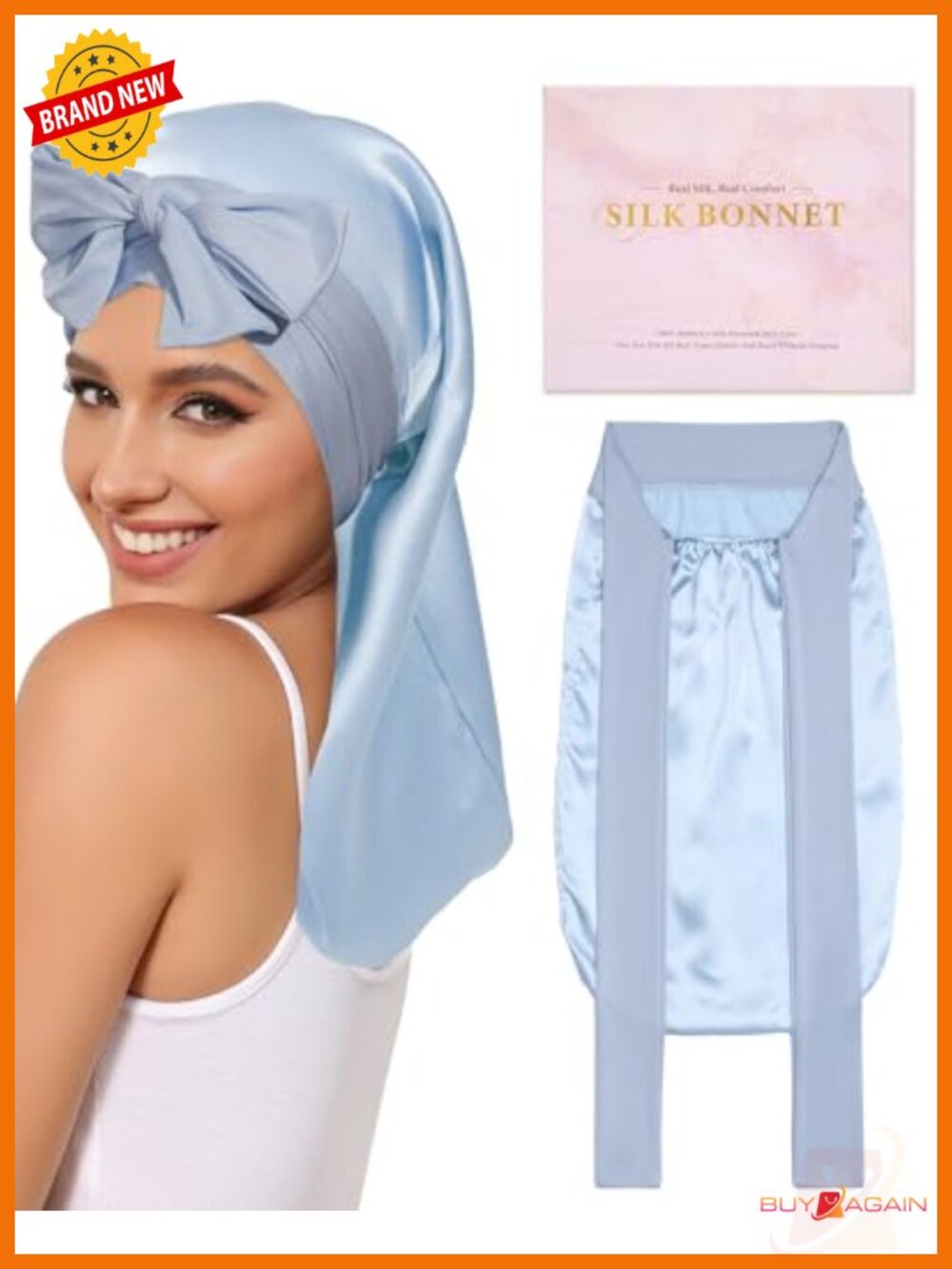 100% Mulberry Silk Hair Bonnet for Sleeping Adjustable Long Hair Wrap